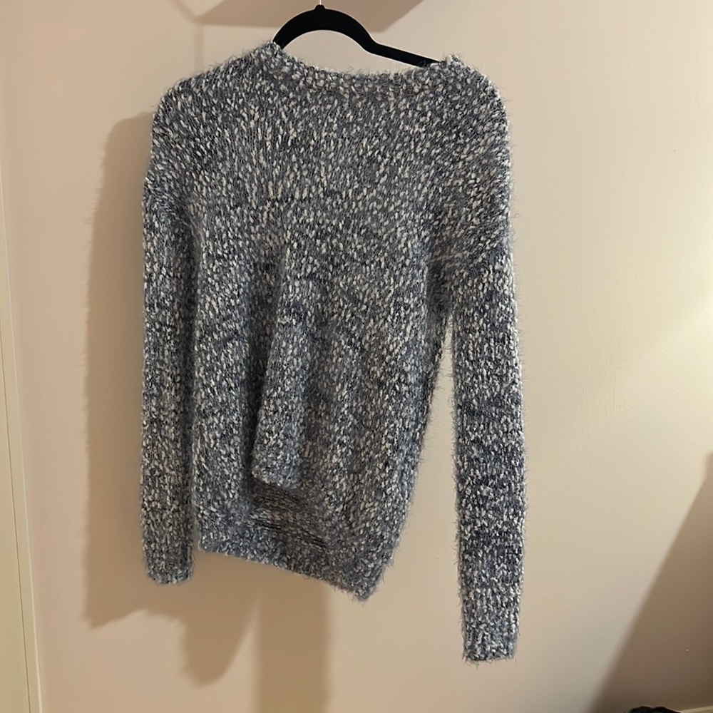 blue and white sweater